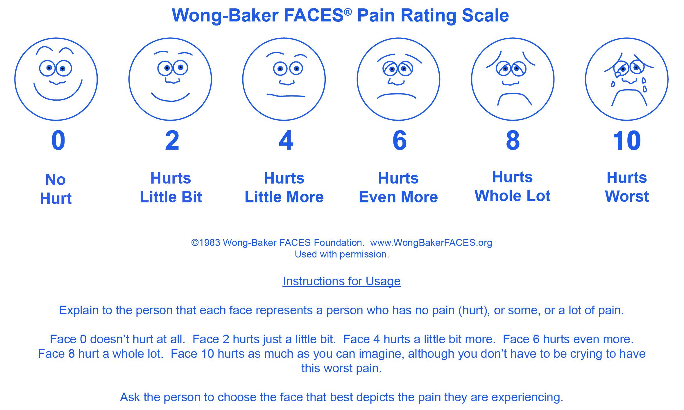 Wong-baker FACES® Pain Rating Scale Notepad 